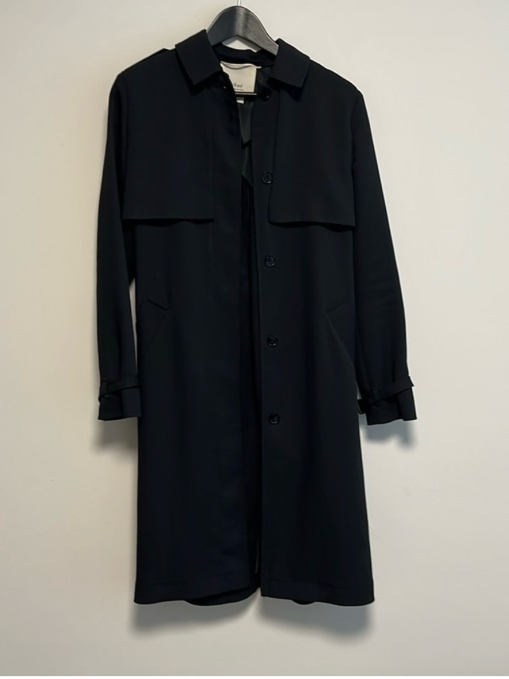 Aritzia Wilfred black Louvinel crepette trench coat size xsmall xs preloved